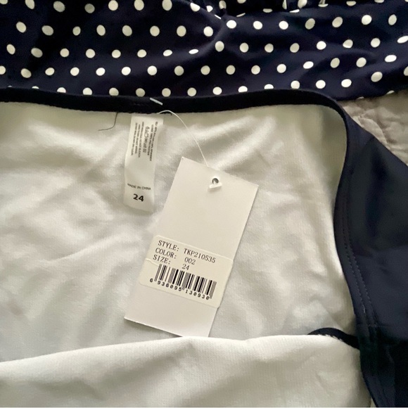 Navy polka dot side tie tankini. Size 20W - Picture 5 of 13